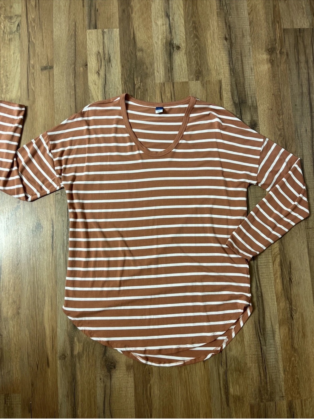 Old Navy Rust and White Striped Long Sleeve Tee